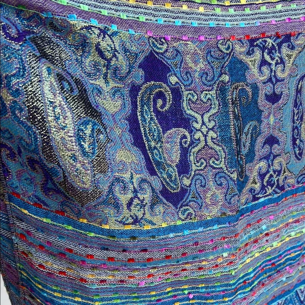 Pashmina Multicolor 100% Cashmere Ladies Scarf OS - Picture 6 of 6